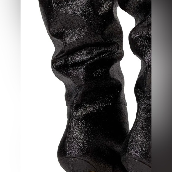 GOOD AMERICAN SLOUCH OVER THE KNEE BLACK GLITTER BOOTS. NEW IN BOX. - Picture 11 of 16